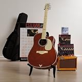 Esteban Vintage Legacy Tan Acoustic Electric Guitar Package w/ Amplifier, Accessories and 10 Instructional DVDs