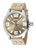 Oozoo - XXL Damenuhr mit Lederband - C4717 - Sand