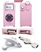 Pink Leather Case for Apple Ipod Nano + Car Charger for Apple Ipod Nano + Data Cable for Apple Ipod Nano