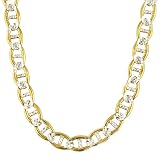 14k Gold and Sterling Silver 6mm Mariner Chain Necklace by Oro Magnifico, 20