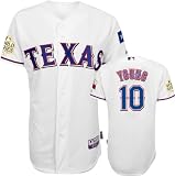 Michael Young Jersey: Texas Rangers #10 Home White Authentic Cool Base&Atilde;&cent;"&Acirc;&cent; Jersey with 2011 World Series Participant Patch
