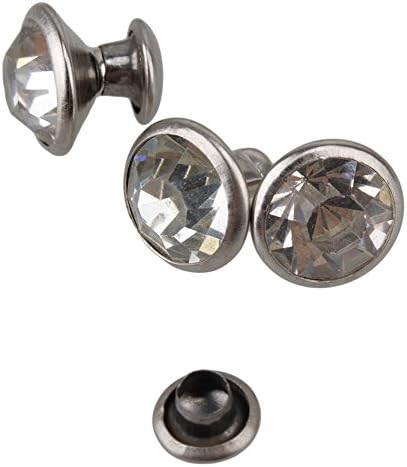BQLZR Silver 8.5mm Dia Clear Crystal Diamond Studs Rivet Spike Leathercraft Rhinestone Bullet Nailhead Spots Pack of 100