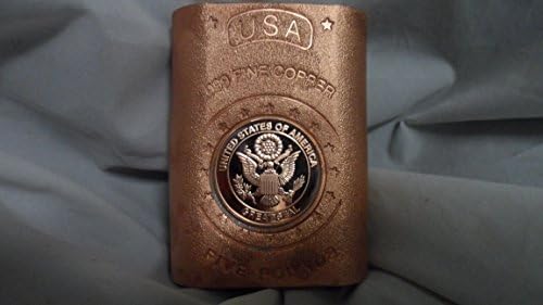 5 Lb. Coin Infused Satin Finish Enduring Freedom Great Seal of U.S.A. style .999 Fine Copper Bullion Art Bar Ingot Free Shipping