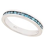 10k White Gold Blue Channel Diamond Wedding Anniversary Band Ring (0.35 Cttw, SI Clarity)