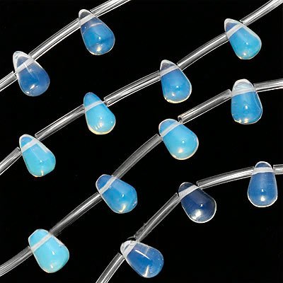 Opalite Moonstone Glass 8mm Small Teardrop Beads (30)