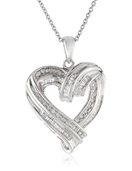 Sterling Silver Diamond Heart Pendant Necklace (1/4 Cttw, I-J Color, I2-I3 Clarity), 18"