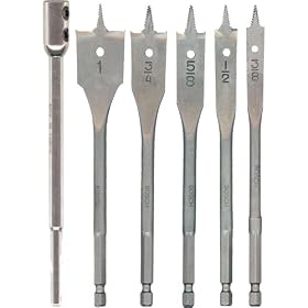 Bosch SB5005 Rapid Feed 6 Piece 3 8-Inch to 1-Inch Spade Drill Bit Assortment with 6-Inch... by Bosch