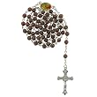 Brown Rose Bud Chain Link Rosary - Virgen de Guadalupe Centerpiece - 26 in. Necklace - 19 in. Overall