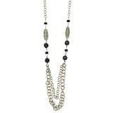 Clarissa Filigree Puff Long Black and Silver Necklace