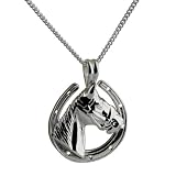 Pendentif en argent fin 925/1000 représentant fer à cheval avec chaîne gourmette