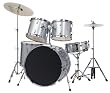 Bridgecraft 5 Pc Drum Set with Cymbals - Silver