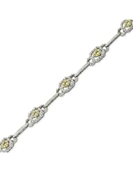 Sterling Silver 7 Inch Yellow And Clear CZ Bracelet - 7 Inch