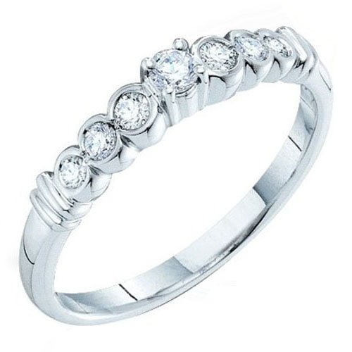 14K White Gold Round White Diamond Anniversary Wedding Band Stackable Ring 1/3 CT (0.33 CT, H-I Color, I1-I2 Clarity) online
