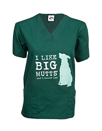Dog is Good "I Like Big Mutts" Unisex Scrub Top, Hunter Green