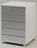 JKプラン 押入れ・クローゼット収納 スライドレール付押入れ5段チェスト  ホワイト&シルバー幅60cm tr-148