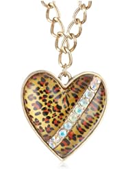 Betsey Johnson "Lovely Leopard" Heart Pendant Necklace, 21"