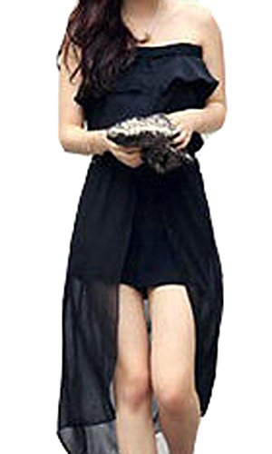 Sexy Womens Pure Color Cotton Blend Strapless With Falbala Jumpsuits