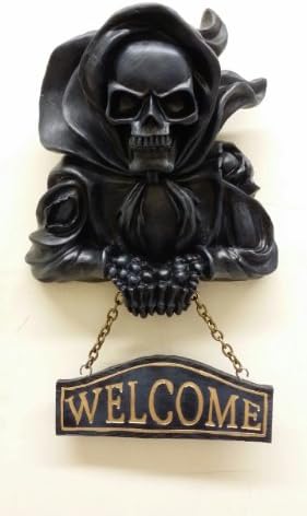 Creepy Human Skull death priest Welcome Sign Plaque Indoor Outdoor Patio Garden Front Door