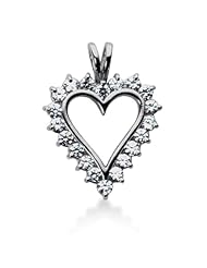 14K Gold Prong set Diamond Heart Pendant (2.00 cttw, F - G Color, SI2 Clarity)