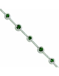 Genuine .925 Sterling Silver 7.25Inch Green Cz Bracelet . 100% Satisfaction Guaranteed.