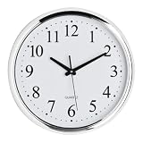 Premier Housewares Wall Clock Chrome Effect, White Face