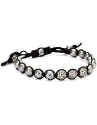Tai Silver Oxidized Ball with 3 Pave Swarovski Crystal Ball Bracelet
