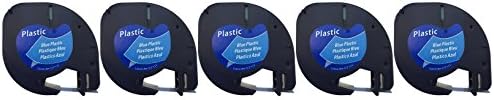 5 Pack of 91335 Compatible Tape for DYMO LetraTag 12mm x 4m Black on Blue by OFFICE LABELS