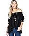 EASTDAMO Sexy Off Shoulder Women's Loose Blouse Shirts Tops (Medium, Black )