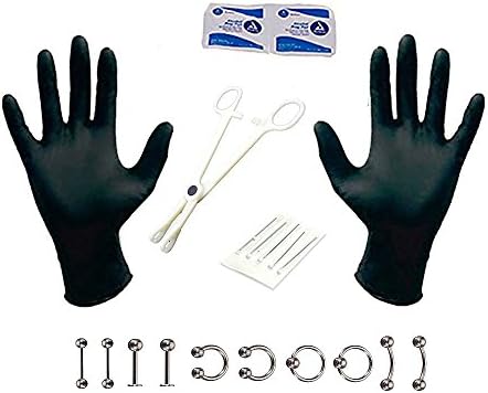 Floweralight Piercing Kit, Professional Body Piercing Nose Kit 14G or 16G (16G)