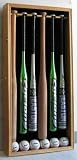 6 Baseball Bat Display Case Holder Rack Cabinet, with lockable UV protection door - Oak Finish (B66-OA)
