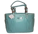 Coach Leather East West Gallery Tote Handbag Laguna Blue 16565