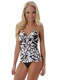 Halter Tankini Swimsuit Swim wear Print Top Bikini Bottoms 2 Piece Set Size 14