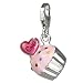 SilberDream Charm Kuchen Cupcake Herz rosa 925 Sterling Silber Charms Anhänger für Armband Kette Ohrring FC679
