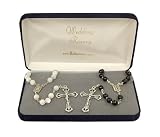 Black & White Beaded Wedding Rosary 8MM Glass Beads 20 #3006