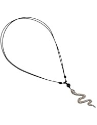 Snake Charm Gemstones Diamond Necklace 925 Sterling Silver Macrame Fashion Jewelry