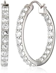 Sterling Silver and Aquamarine Hoop Earrings