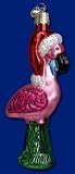Old World Christmas Ornament Glass Yard Bird Pink Flamingo