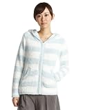 (ベアフット ドリームス)BAREFOOT DREAMS 梨花×BAREFOOT DREAMS パイルパーカー/BAMBOO CHIC STRIPED ZIP HOODIE R415 aqua ice/white S