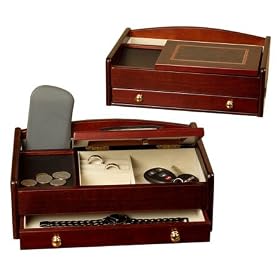 <b>Mens Burlwood Cherry Dresser Valet With Drawer</b>