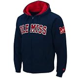 NCAA Mississippi Rebels Navy Blue Automatic Full Zip Hoodie Sweatshirt (Large)