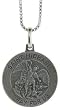 Sterling Silver St. Michael Medal Antiqued Finish 11/16 (18mm) Round.