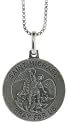 Sterling Silver St. Michael Medal Antiqued Finish 11/16" (18mm) Round.