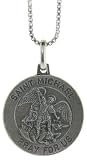 Sterling Silver St. Michael Medal Antiqued Finish 11/16