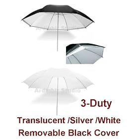 Ardinbir Photography 60 150cm Triplex-Duty Black/Silver & White Translucent Light Umbrella