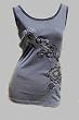 MM Unplugged Miss Me Women's Tank Top with Floral Embroidery & Yori Chiffon in Grey