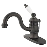 Kingston Brass KB3405PL Victorian 4-Inch Centerset Lavatory Faucet, Oil Rubbed Bronze with Porcelain Lever Handle (Not CA/VT Compliant)