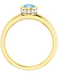 14K Yellow Gold 7.00x5.00mm Oval Cut Aquamarine and Diamond Ring -- LIFETIME WARRANTY