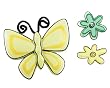 Girl Butterfly Flower Pastel Wall Yellow Decor Room Art