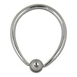 Single Stainless Steel Tapered Oval Captive Bead Ring with Stainless Bead: 12g, 3/4