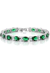 40.00 Ct Oval & Round Green Color Cubic Zirconias CZ Tennis Bracelet 7"